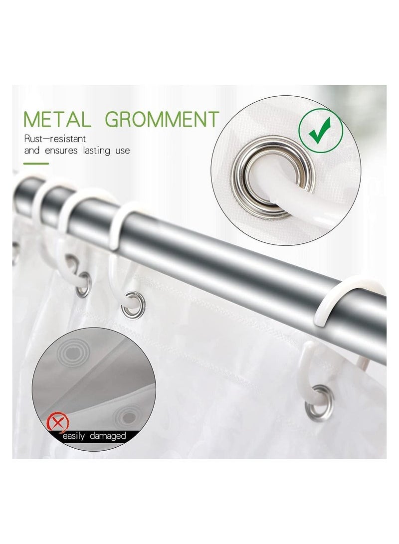 Shower Curtain Liner, 72 Inch Waterproof PEVA Liners with Metal Grommets and 12 Plastic Hooks Thick Bathroom Thickened White Flower Vine - Image 4